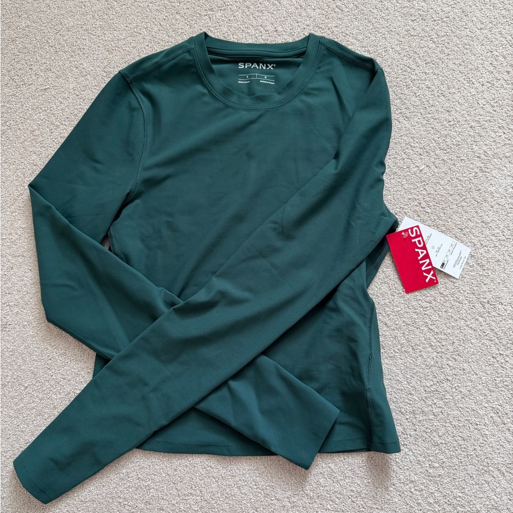 SPANX Long Sleeve Crew Neck Top - Forest Green